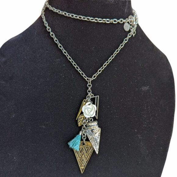 Chic Bohemian Long Chain Necklace with Mixed Charms - Picture 1 of 3
